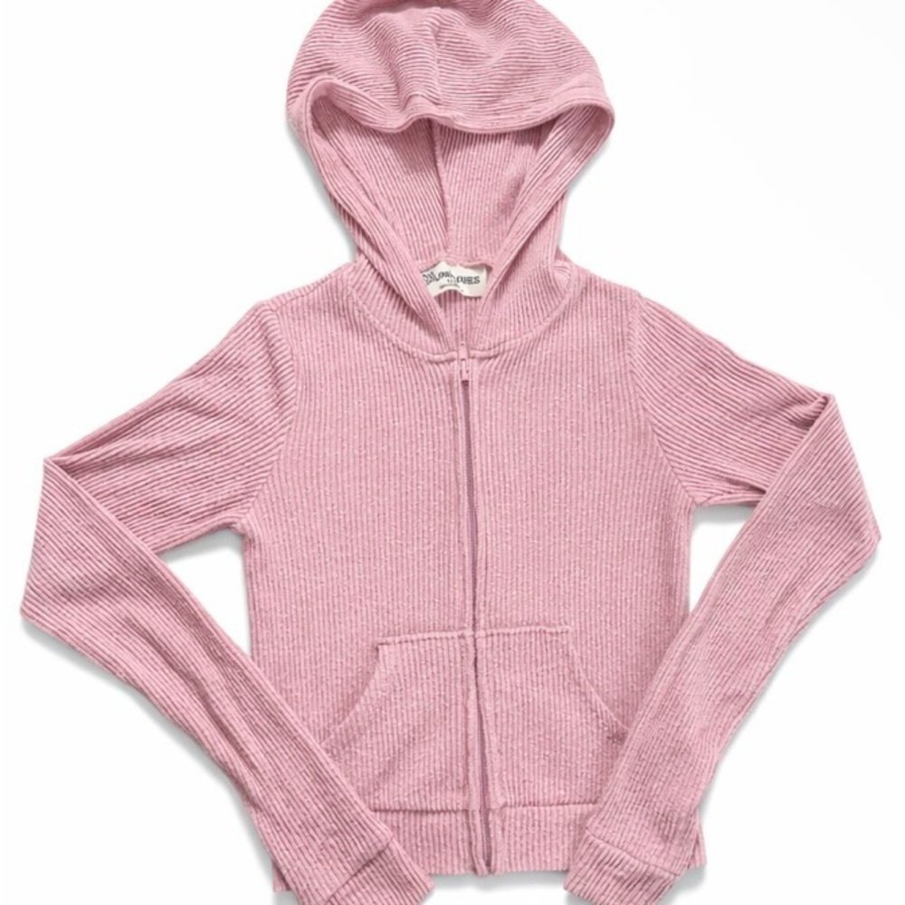 No Boundaries Light Pink Ribbed Kids Hoodie